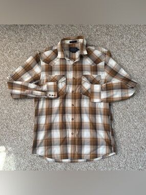 Pendleton Men’s Brown Plaid Button-Down Western Shirt Medium
